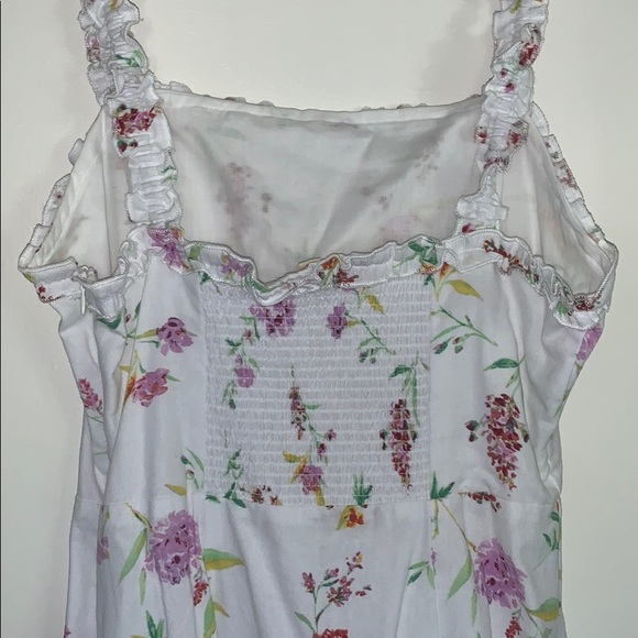 LA Hearts Linen Ruffle White Floral Spring Mini Dress - Picture 10 of 11